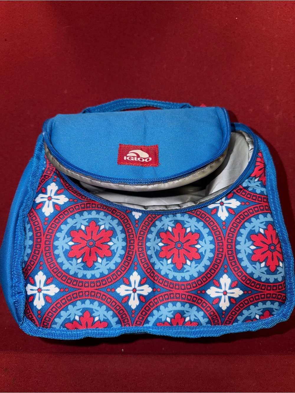 Igloo Blue and Red Patterned Women’s Lunch Tote
